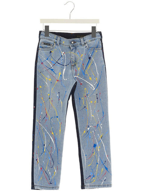 DOLCE & GABBANA ドルチェ＆ガッバーナ Light Blue Paint print jeans ボーイズ 春夏2022 L42F45LDA34S9000 ju